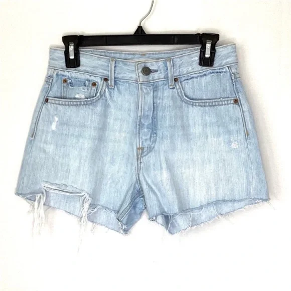 GRLFRND Helena Shorts in Distressed Light Blue SIZE 24 NWT - Picture 2 of 10